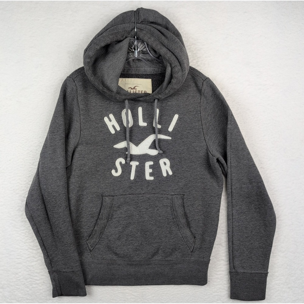 Hollister‎ Hoodie Sweatshirt Men's Medium VTG Y2K Gray Thermal